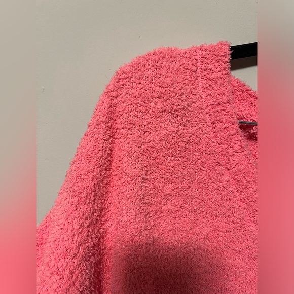 NWT Sanctuary V-neck textured teddy, balloon sleeve, pullover sweater XL pink - Picture 8 of 11